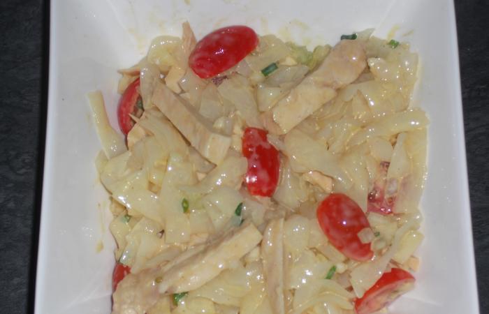 Rgime Dukan (recette minceur) : Salade de tagliatelles de konjac au poulet #dukan https://www.proteinaute.com/recette-salade-de-tagliatelles-de-konjac-au-poulet-13432.html