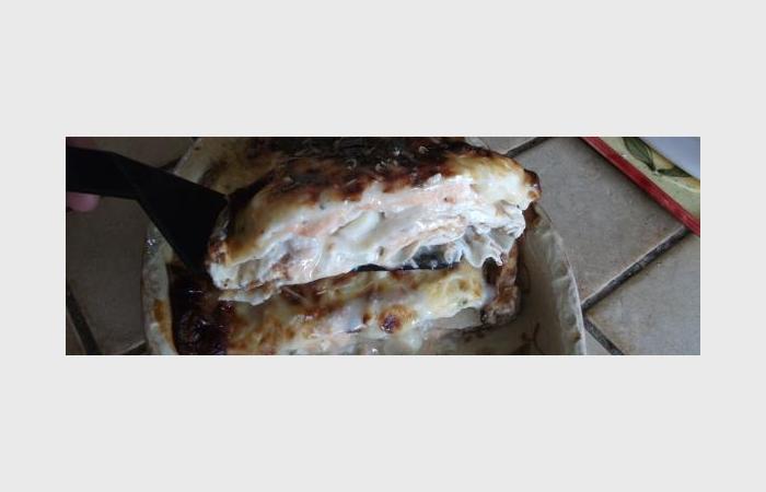 Rgime Dukan (recette minceur) : Embuscade de saumon-Saint-Jacques en lasagnes #dukan https://www.proteinaute.com/recette-embuscade-de-saumon-saint-jacques-en-lasagnes-10315.html