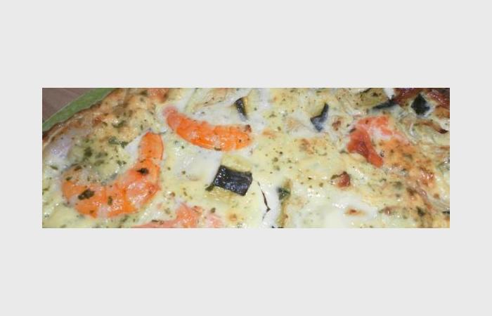 Rgime Dukan (recette minceur) : Tourte saumon, crevettes, courgettes #dukan https://www.proteinaute.com/recette-tourte-saumon-crevettes-courgettes-10661.html
