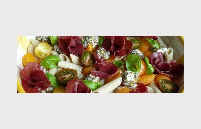 Rgime Dukan (recette minceur) : Salade de penne au lin grison melon basilic #dukan https://www.proteinaute.com/recette-salade-de-penne-au-lin-grison-melon-basilic-10780.html