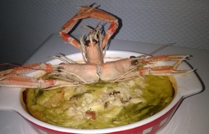 Clafoutis crabe, langoustines et asperges