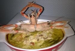Recette Dukan : Clafoutis crabe, langoustines et asperges
