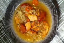 Rgime Dukan, la recette Soupe de konjac au poulet et chorizo