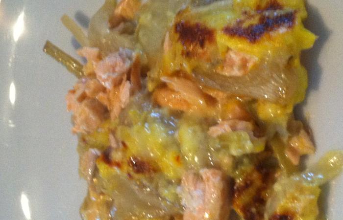 Rgime Dukan (recette minceur) : Gratin de saumon au fenouil braise et sauce safrane  #dukan https://www.proteinaute.com/recette-gratin-de-saumon-au-fenouil-braise-et-sauce-safranee-13581.html