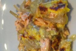 Rgime Dukan, la recette Gratin de saumon au fenouil braise et sauce safrane 