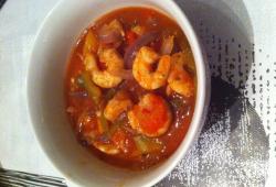 Rgime Dukan, la recette Soupe  la tomate,crevettes et poivrons