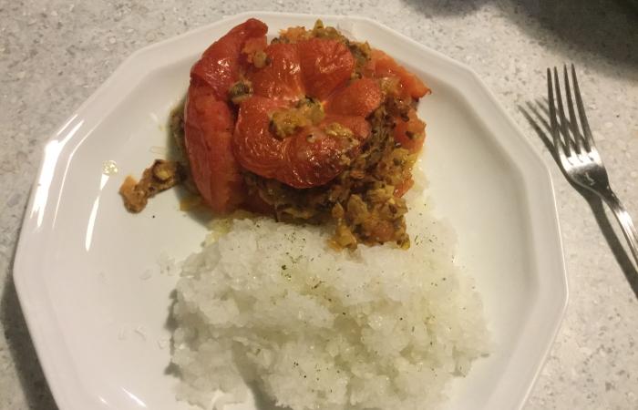 Tomate farcie au hachis vgtal et riz konjac
