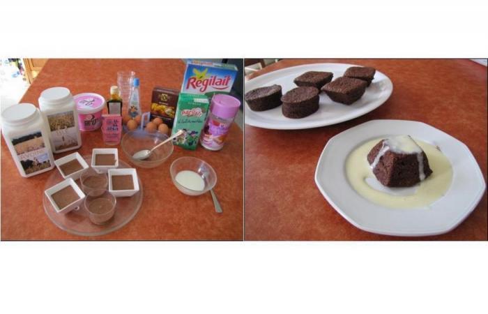 Régime Dukan (recette minceur) : Gâteaux au chocolat sans maïzena, au micro-onde, nappés de 'crème anglaise' #dukan https://www.proteinaute.com/recette-gateaux-au-chocolat-sans-maizena-au-micro-onde-nappes-de-creme-anglaise-2050.html