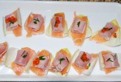 Photo Dukan Roul de jambon et saumon sur lit d'endives