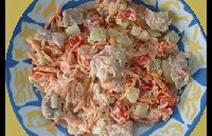 Rgime Dukan (recette minceur) : Salade Tahitienne #dukan https://www.proteinaute.com/recette-salade-tahitienne-3582.html