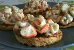 Recette Dukan : Toast  la salade de crevettes & surimi