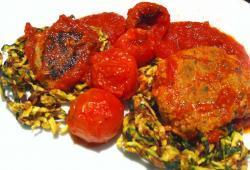 Recette Dukan : Boulettes de boeuf sauce tomate/poivrons spaghettis de courgettes grilles micro ondes
