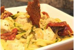Recette Dukan : Spaghettis de courgettes/champignons blanc de poulet