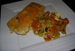 Recette Dukan : Pav de saumon au curry sur son lit de carottes et poireaux