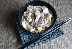 Recette Dukan : Nouilles de konjac au saumon poireaux fondants  la crme de soja au curry