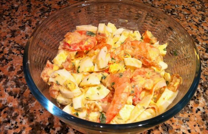 Rgime Dukan (recette minceur) : Salade de la mer aux blancs d'oeufs  la mayonnaise  #dukan https://www.proteinaute.com/recette-salade-de-la-mer-aux-blancs-d-oeufs-a-la-mayonnaise-6155.html