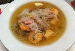 Recette Dukan : Bouillon de crevettes et tofu aux vermicelles de konjac