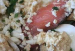 Recette Dukan : Oeufs mimosas sur son lit de salade au saumon  l' aneth et sans mayo