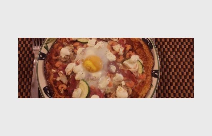 Rgime Dukan (recette minceur) : Pizza aux crevettes et jambon PL #dukan https://www.proteinaute.com/recette-pizza-aux-crevettes-et-jambon-pl-6478.html