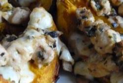 Recette Dukan : Courge acorn squash rtie au poulet champignon mozza