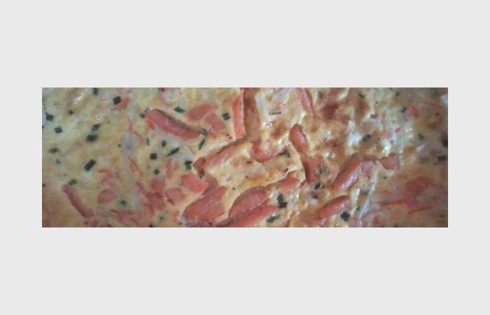 Rgime Dukan (recette minceur) : Tarte saumon et  rp de la mer #dukan https://www.proteinaute.com/recette-tarte-saumon-et-rape-de-la-mer-7866.html