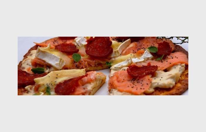 Rgime Dukan (recette minceur) : Pizza Norvgienne terre mer #dukan https://www.proteinaute.com/recette-pizza-norvegienne-terre-mer-8199.html