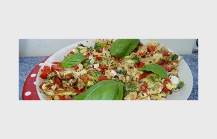 Rgime Dukan (recette minceur) : Omelette au tofu fum et petits lgumes #dukan https://www.proteinaute.com/recette-omelette-au-tofu-fume-et-petits-legumes-8505.html