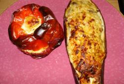 Recette Dukan : Poivron et aubergine farcie au poulet