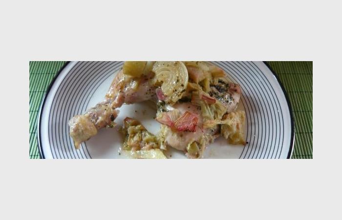 Rgime Dukan (recette minceur) : Cuisses de poulet  la rhubarbe et son jus gourmand #dukan https://www.proteinaute.com/recette-cuisses-de-poulet-a-la-rhubarbe-et-son-jus-gourmand-9045.html