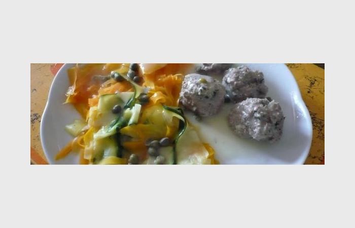 Rgime Dukan (recette minceur) : Boulettes de viande avec ses tagliatelles de lgumes et sa sauce blanche au thermomix #dukan https://www.proteinaute.com/recette-boulettes-de-viande-avec-ses-tagliatelles-de-legumes-et-sa-sauce-blanche-au-thermomix-9295.html