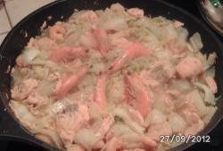 Recette Dukan : Wok de saumon, crevettes et chou chinois