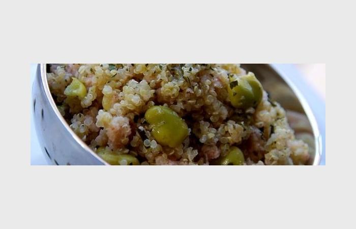 Rgime Dukan (recette minceur) : Taboul de quinoa aux fves et au crabe #dukan https://www.proteinaute.com/recette-taboule-de-quinoa-aux-feves-et-au-crabe-9904.html