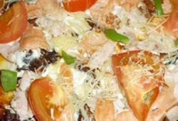 Rgime Dukan, la recette Pizza sans sons saumon, poivrons