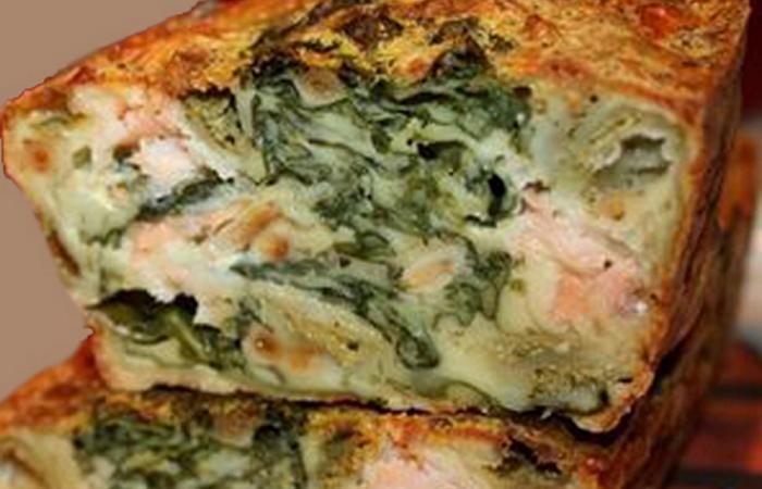 Rgime Dukan (recette minceur) : Cake au saumon et pinards #dukan https://www.proteinaute.com/recette-cake-au-saumon-et-epinards-4320.html