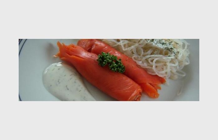 R�gime Dukan (recette minceur) : P�tes (shirataki) au saumon fum� sauce aneth #dukan https://www.proteinaute.com/recette-pates-shirataki-au-saumon-fume-sauce-aneth-10304.html