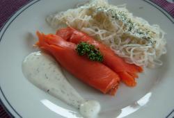 Recette Dukan : P�tes (shirataki) au saumon fum� sauce aneth