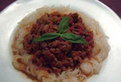 Recette Dukan : P�tes (shirataki) sauce bolognaise et basilic