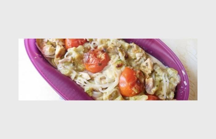R�gime Dukan (recette minceur) : Gratin de konjac courgette poulet #dukan https://www.proteinaute.com/recette-gratin-de-konjac-courgette-poulet-10447.html