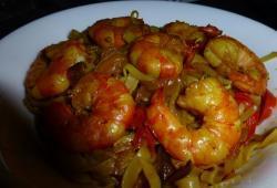 Recette Dukan : Nouilles chinoises aux crevettes et poivrons