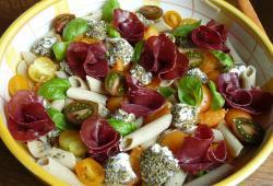 Recette Dukan : Salade de penne au lin grison melon basilic