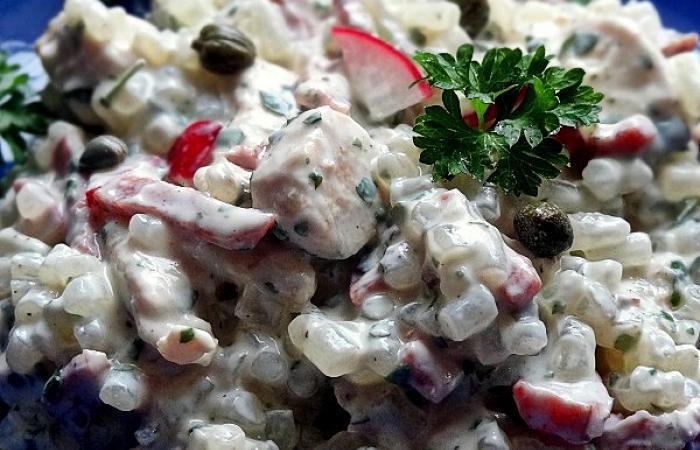 Régime Dukan (recette minceur) : Fouzytou (salade de konjac et protéines) #dukan https://www.proteinaute.com/recette-fouzytou-salade-de-konjac-et-proteines-10845.html