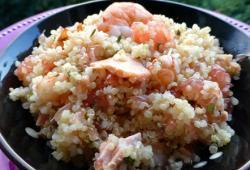 Recette Dukan : Salade de quinoa au saumon, crevettes et pamplemousse