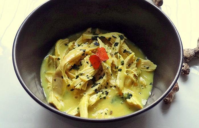 R�gime Dukan (recette minceur) : Effiloch�e de poulet r�ti au curcuma frais #dukan https://www.proteinaute.com/recette-effilochee-de-poulet-roti-au-curcuma-frais-11067.html