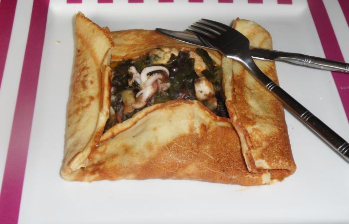 R�gime Dukan (recette minceur) : Cr�pe garnie aux fruits de mer et algues #dukan https://www.proteinaute.com/recette-crepe-garnie-aux-fruits-de-mer-et-algues-11176.html