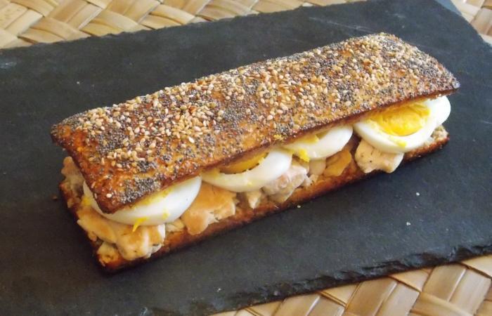 Sandwich baguette poulet/�uf/fromage
