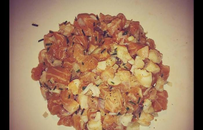 R�gime Dukan (recette minceur) : Tartare de Saumon et crevettes #dukan https://www.proteinaute.com/recette-tartare-de-saumon-et-crevettes-11237.html