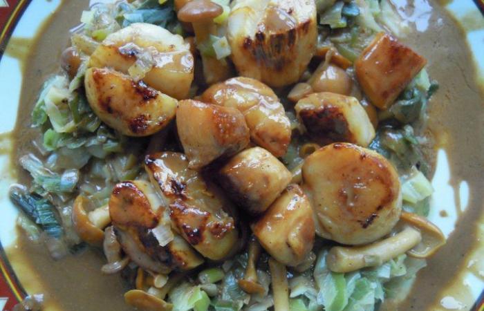 R�gime Dukan (recette minceur) : D�lice de Saint Jacques sur lit de poireaux #dukan https://www.proteinaute.com/recette-delice-de-saint-jacques-sur-lit-de-poireaux-1158.html