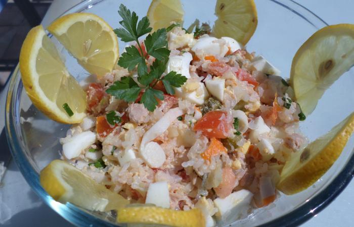 Rgime Dukan (recette minceur) : Salade de riz ocane #dukan https://www.proteinaute.com/recette-salade-de-riz-oceane-11970.html