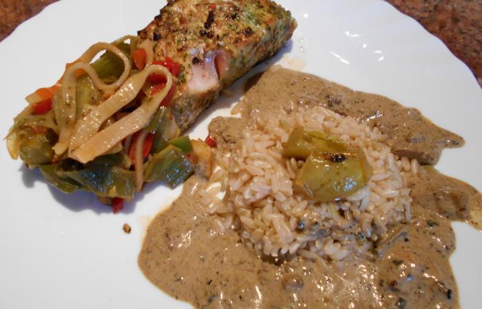 Saumon s�same au riz complet