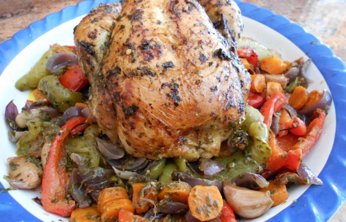 Régime Dukan (recette minceur) : Poulet rôti au pesto #dukan https://www.proteinaute.com/recette-poulet-roti-au-pesto-12195.html